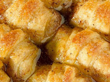 Close-up of baked apple dumplings